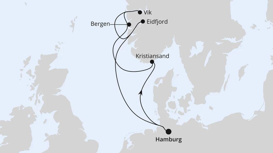 Norwegens Fjorde mit Eidfjord ab Hamburg