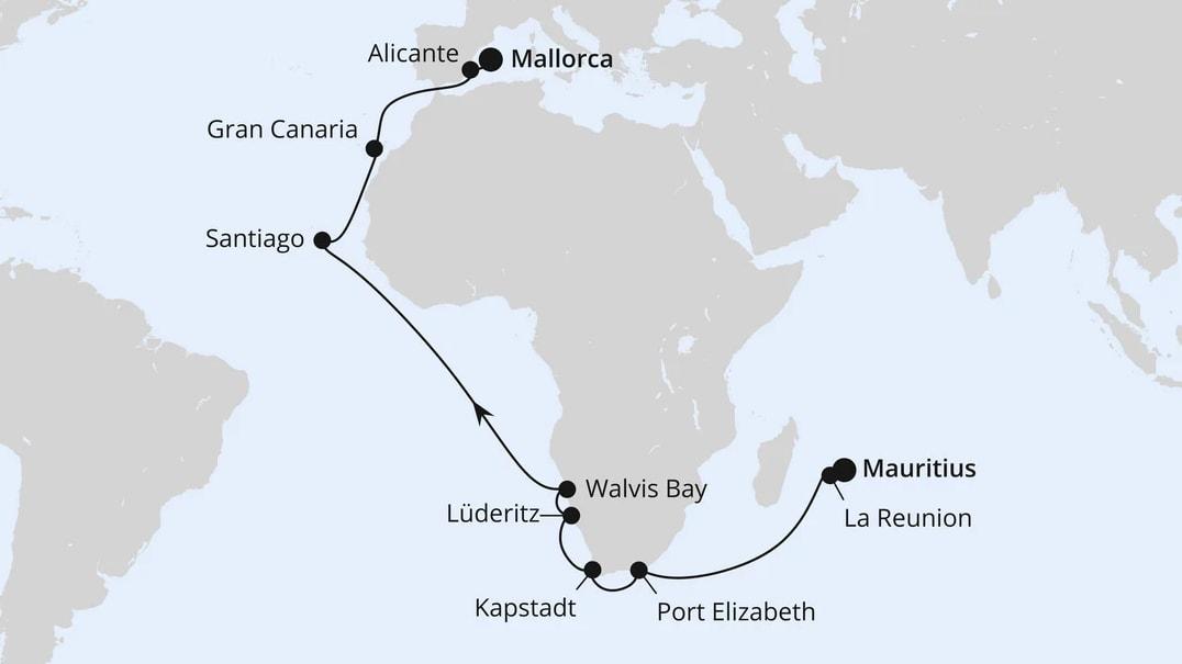 Von Mauritius über Afrika nach Mallorca
