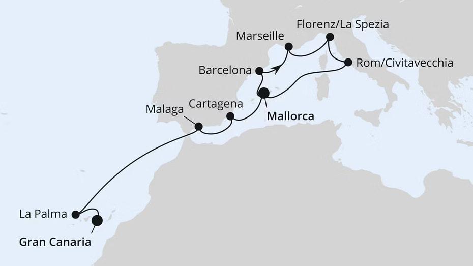 Italien, Andalusien & Kanaren ab Mallorca