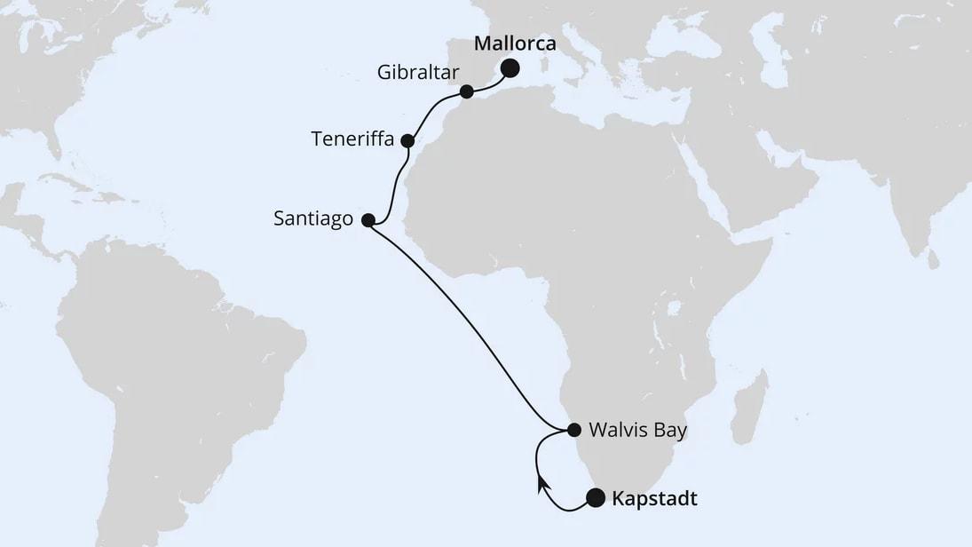 Von Kapstadt über Namibia nach Mallorca